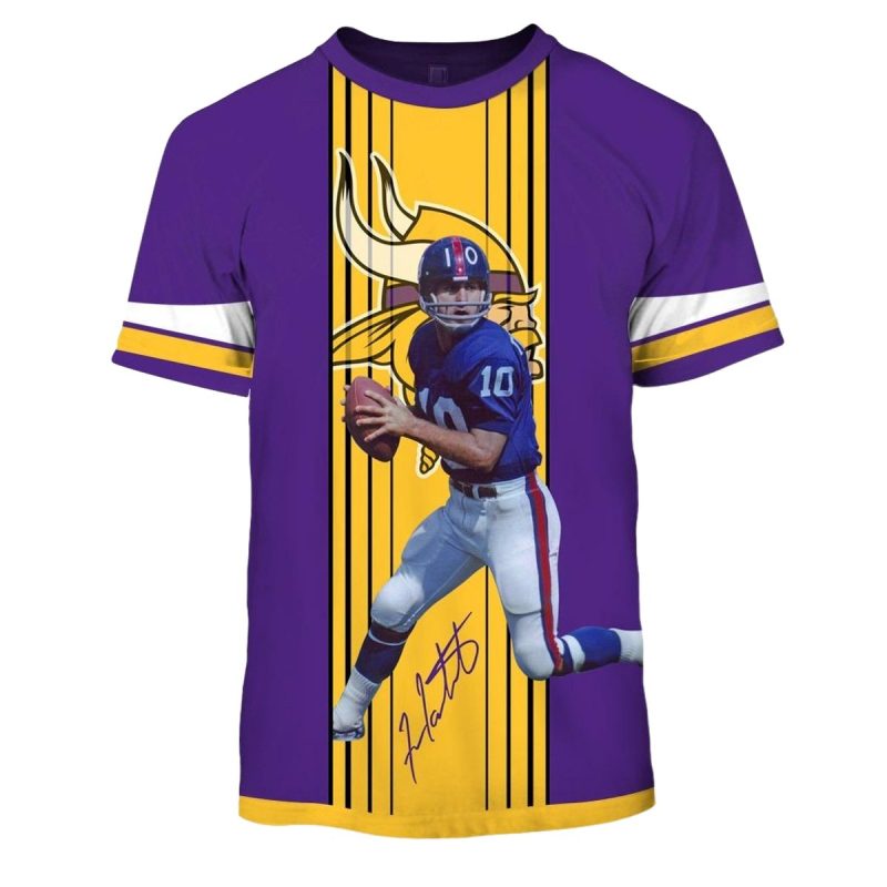Minnesota Vikings Fran Tarkenton 10 Jersey With Signature Aop T Shirt 1