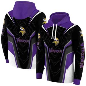Minnesota Vikings Futuristic Pattern Purple Black AOP Hoodie