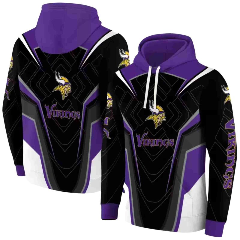 Minnesota Vikings Futuristic Pattern Purple Black Aop Hoodie 1