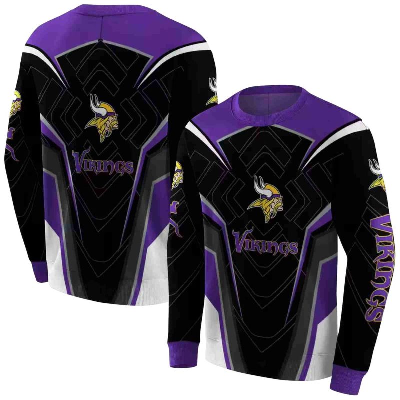 Minnesota Vikings Futuristic Pattern Purple Black Aop Sweatshirt 1