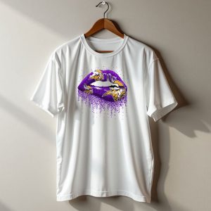 Minnesota Vikings Glitter Lips Viking Helmets T Shirt