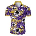 Minnesota Vikings Gold Purple Hibiscus Floral Hawaiian Shirt
