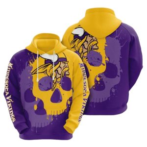 Minnesota Vikings Gold Skull AOP Hoodie
