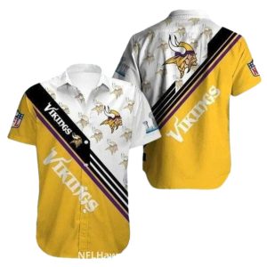 Minnesota Vikings Gold and White Viking Logo Hawaiian Shirt