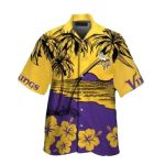 Minnesota Vikings Golden Beach Palm Hibiscus Hawaiian Shirt