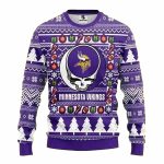 Minnesota Vikings Grateful Dead Skull Ornament Ugly Sweater