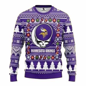 Minnesota Vikings Grateful Dead Skull Ornament Ugly Sweater