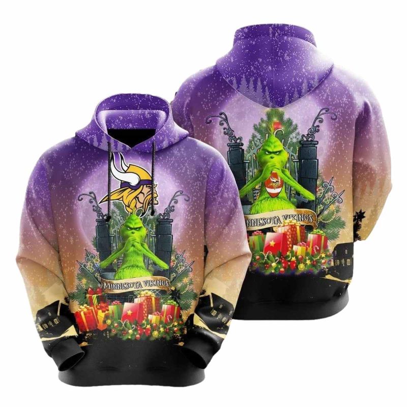 Minnesota Vikings Grinch Christmas Halloween Aop Hoodie 1