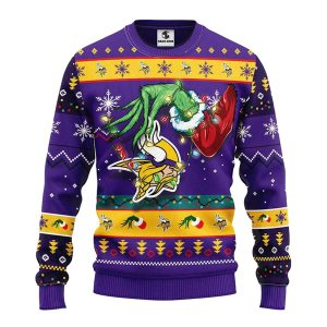 Minnesota Vikings Grinch Hand Ugly Sweater