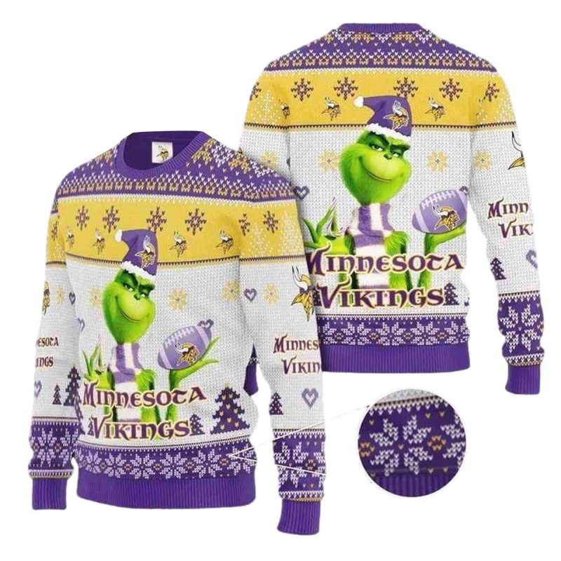 Minnesota Vikings Grinch Holiday Cheer Ugly Sweater 1