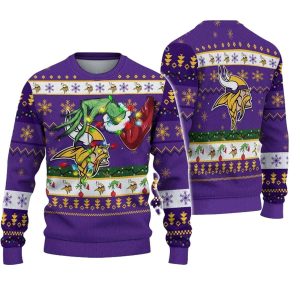 Minnesota Vikings Grinchs Hand Ugly Christmas AOP Sweatshirt
