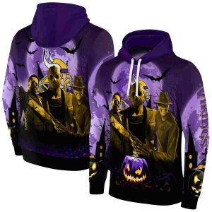 Minnesota Vikings Halloween Vibes Purple Black AOP Hoodie