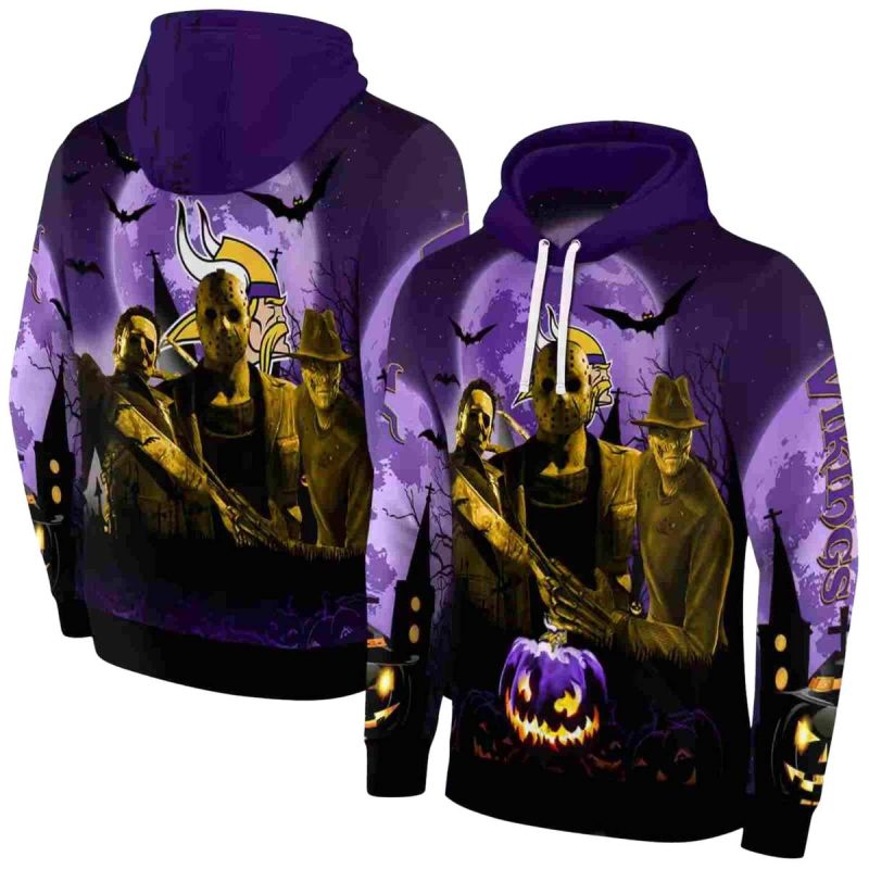 Minnesota Vikings Halloween Vibes Purple Black Aop Hoodie 1