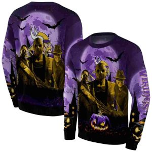 Minnesota Vikings Halloween Vibes Purple Black AOP Sweatshirt