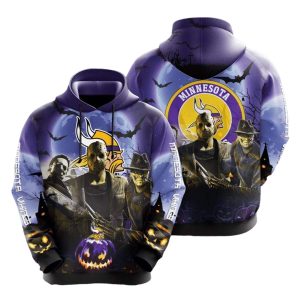 Minnesota Vikings Horror Halloween Movie AOP Hoodie