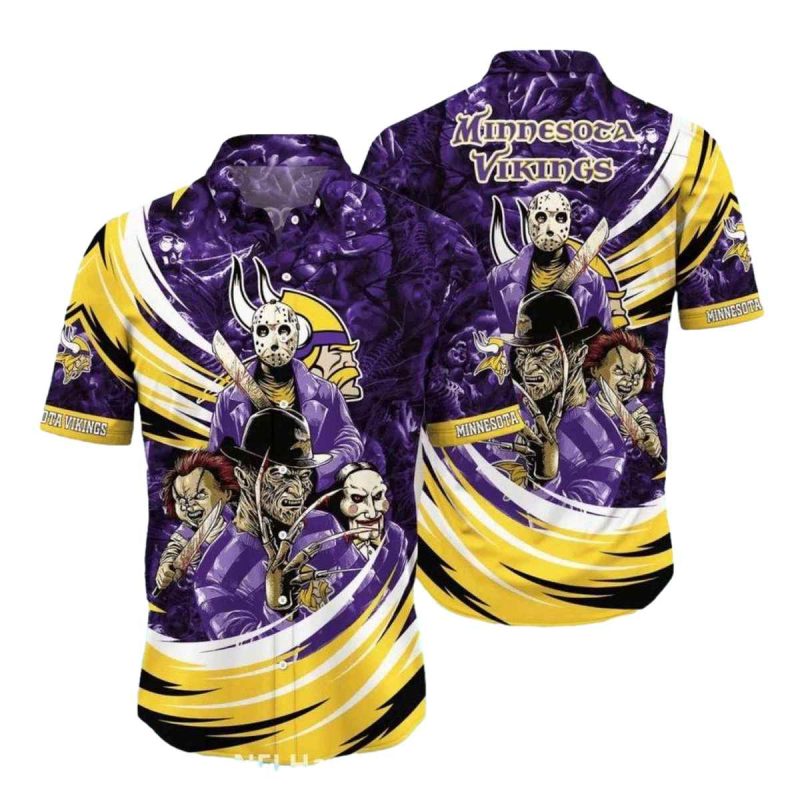 Minnesota Vikings Horror Movie Characters Hawaiian Shirt 1