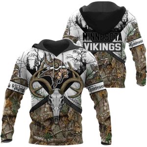 Minnesota Vikings Hunting Camo Style AOP Hoodie