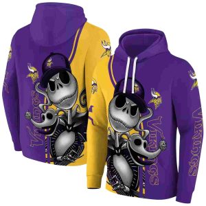 Minnesota Vikings Jack Skellington Purple AOP Hoodie