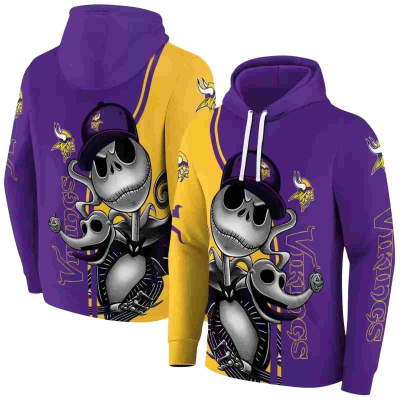 Minnesota Vikings Jack Skellington Purple Aop Hoodie 1