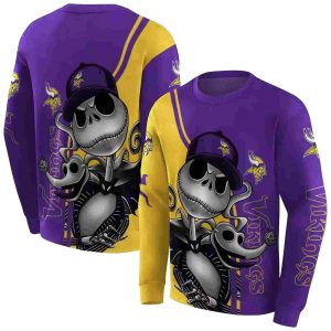 Minnesota Vikings Jack Skellington Purple AOP Sweatshirt