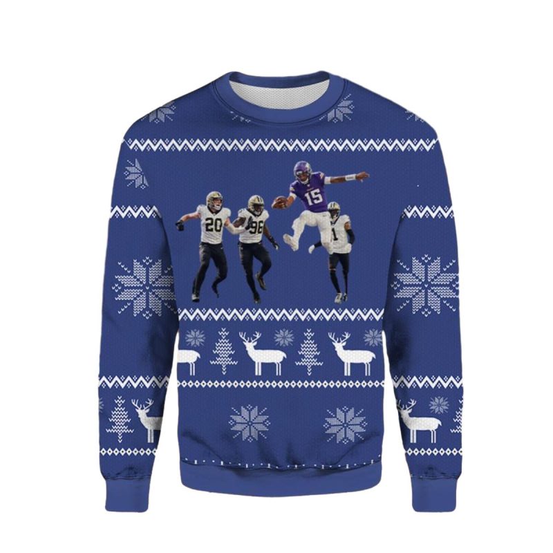 Minnesota Vikings Joshua Dobbs Blue Ugly Sweater 1