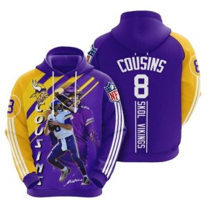 Minnesota Vikings Kirk Cousins 8 Signature AOP Hoodie