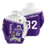 Minnesota Vikings Kyle Rudolph 82 Signature Purple White AOP Hoodie