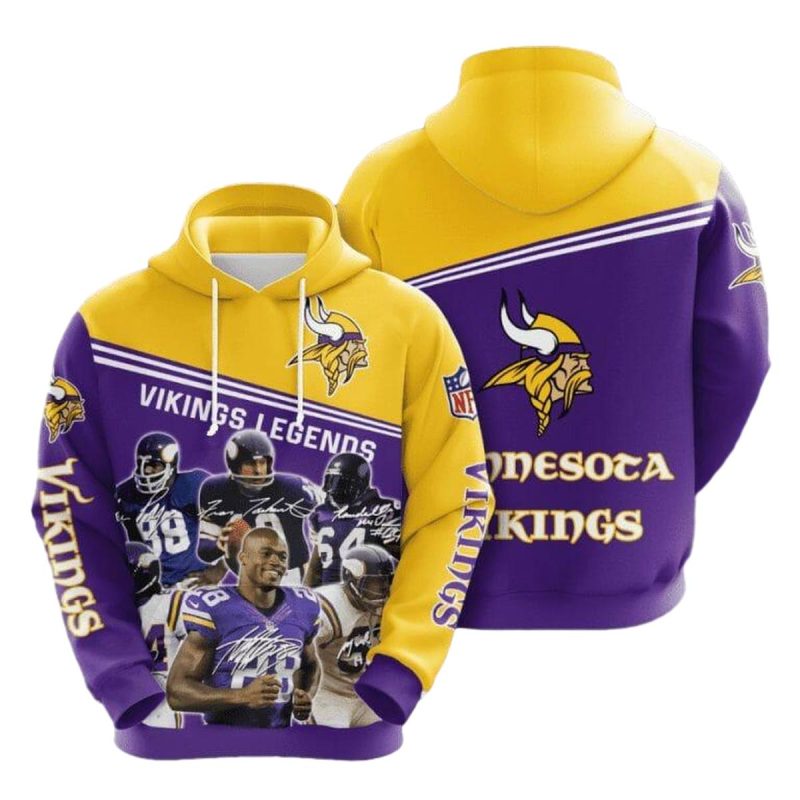 Minnesota Vikings Legends Signature Aop Hoodie 1