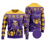 Minnesota Vikings Logo And Gift Box Holiday Ugly Sweater