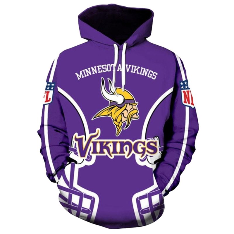 Minnesota Vikings Logo And Helmet Aop Hoodie 1