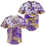 Minnesota Vikings Logo And Hibiscus Floral Baseball Jersey