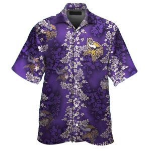 Minnesota Vikings Logo And Lavender Luau Hawaiian Shirt