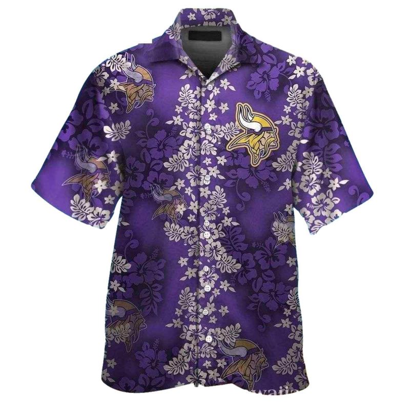 Minnesota Vikings Logo And Lavender Luau Hawaiian Shirt 1
