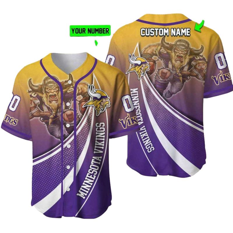 Minnesota Vikings Logo And Mascot Lover Baseball Jersey 1