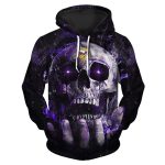 Minnesota Vikings Logo And Neon Skull AOP Hoodie