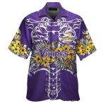 Minnesota Vikings Logo And Skeleton Floral Hawaiian Shirt