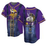 Minnesota Vikings Logo And Snoopy Cosplay Baseball Jersey