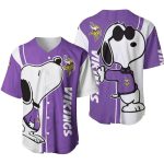 Minnesota Vikings Logo And Snoopy Lover Baseball Jersey