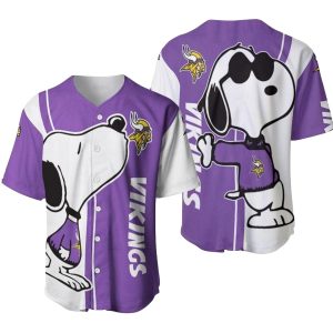 Minnesota Vikings Logo And Snoopy Lover Baseball Jersey