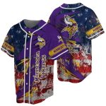 Minnesota Vikings Logo And US Flag Vintage Baseball Jersey