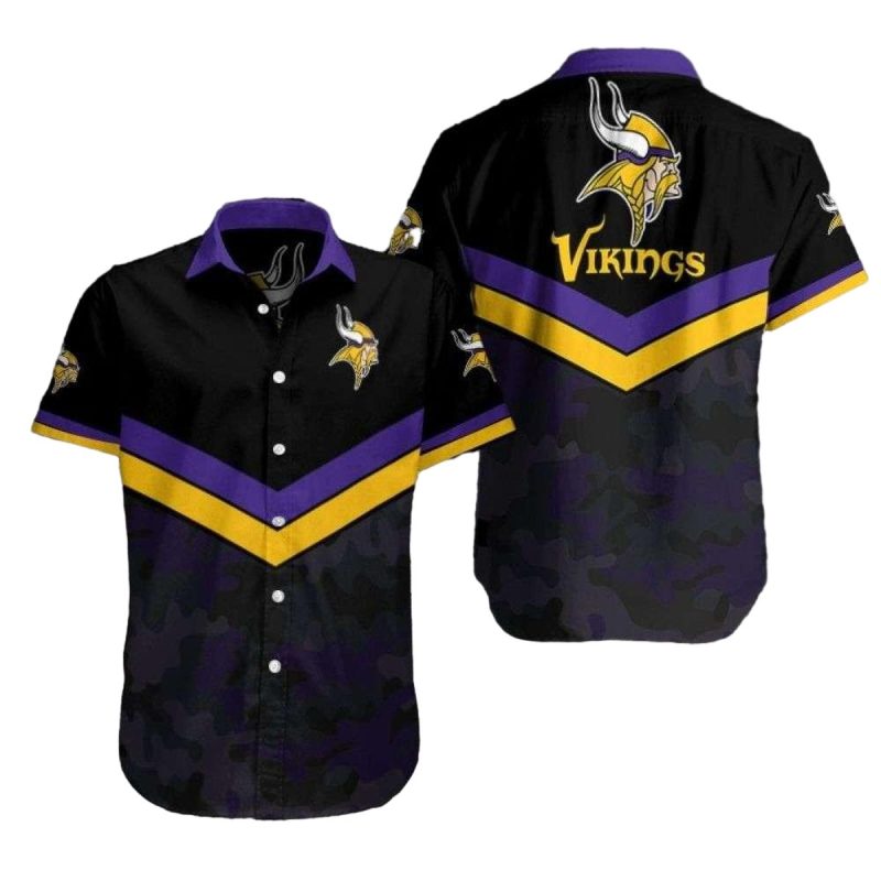 Minnesota Vikings Logo Black Hawaiian Shirt 1