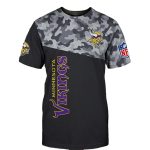 Minnesota Vikings Logo Camo And Black AOP T Shirt