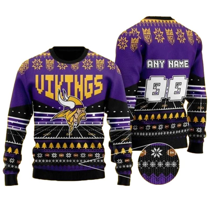 Minnesota Vikings Logo Christmas Pattern Ugly Sweater 1
