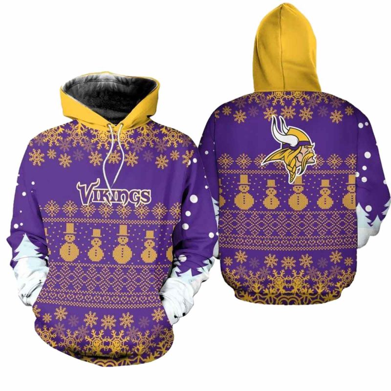 Minnesota Vikings Logo Christmas Pine Football Aop Hoodie 1