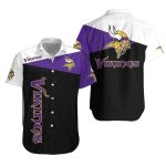 Minnesota Vikings Logo Classic Black Purple And White Hawaiian Shirt