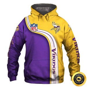Minnesota Vikings Logo Curves Purple White And Yellow AOP Hoodie