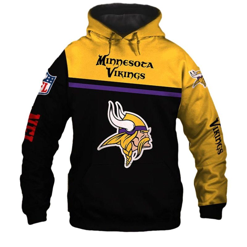 Minnesota Vikings Logo In My Heart Black And Yellow Aop Hoodie 1