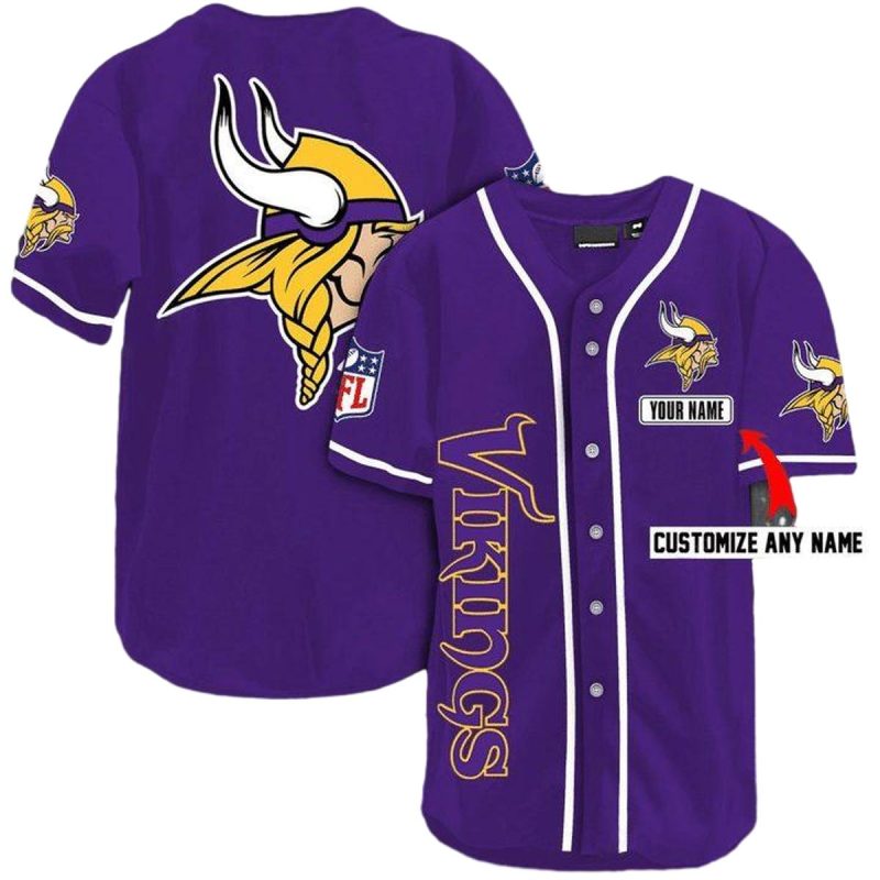 Minnesota Vikings Logo In My Heart Purple Baseball Jersey 1