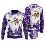 Minnesota Vikings Logo In My Heart White And Purple Ugly Sweater