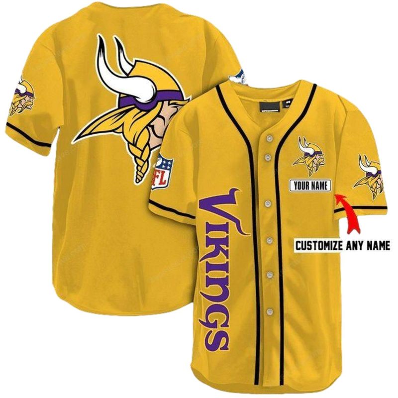 Minnesota Vikings Logo In My Heart Yellow Baseball Jersey 1